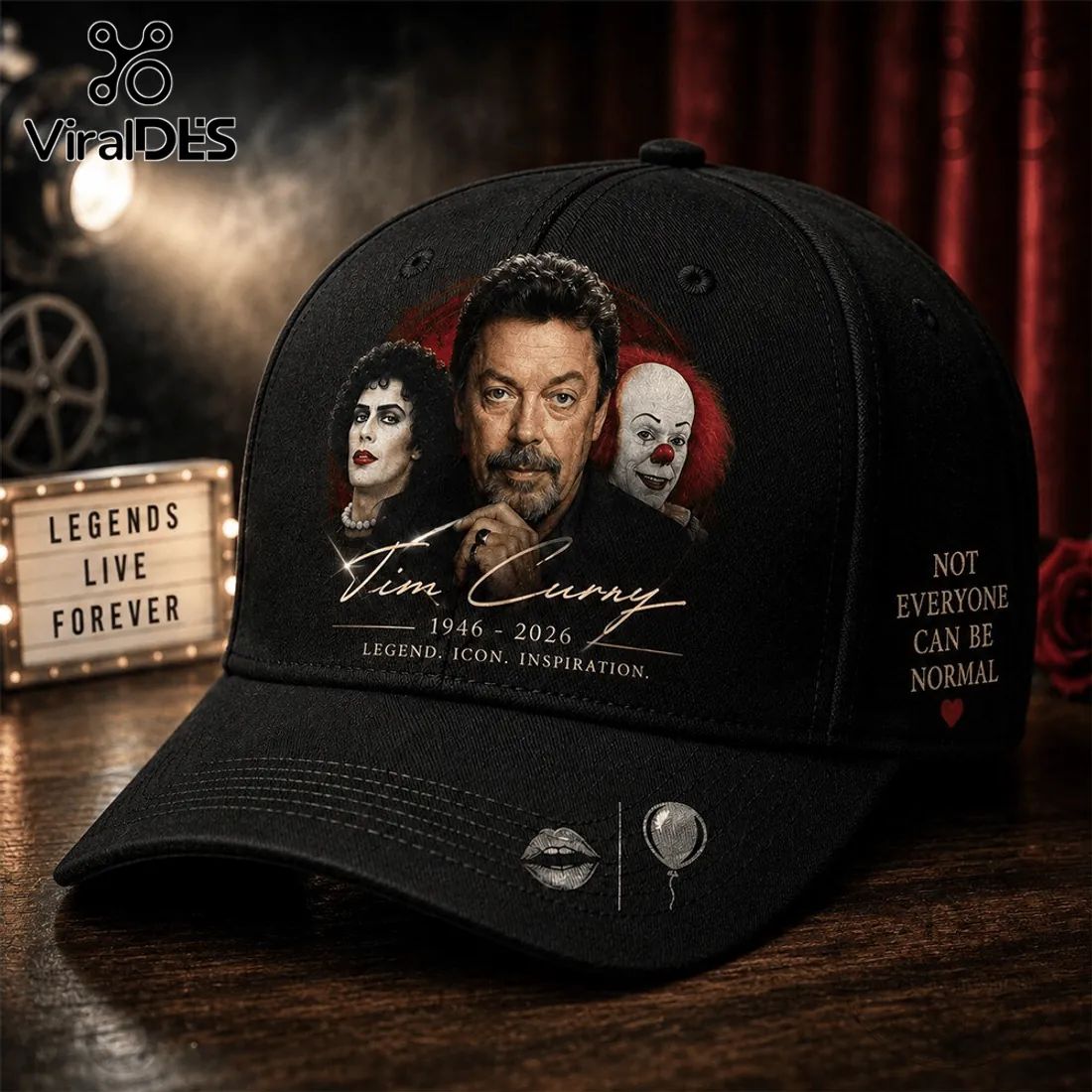 Tim Curry Pennywise Rocky Horror Picture Show Black Baseball Cap