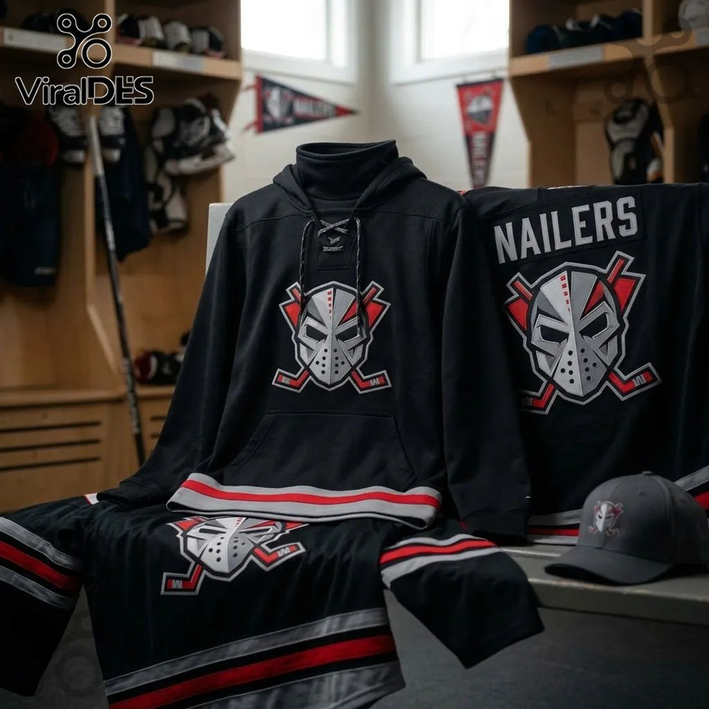 Wheeling Nailers ECHL Alternate Hockey Mask Hoodie