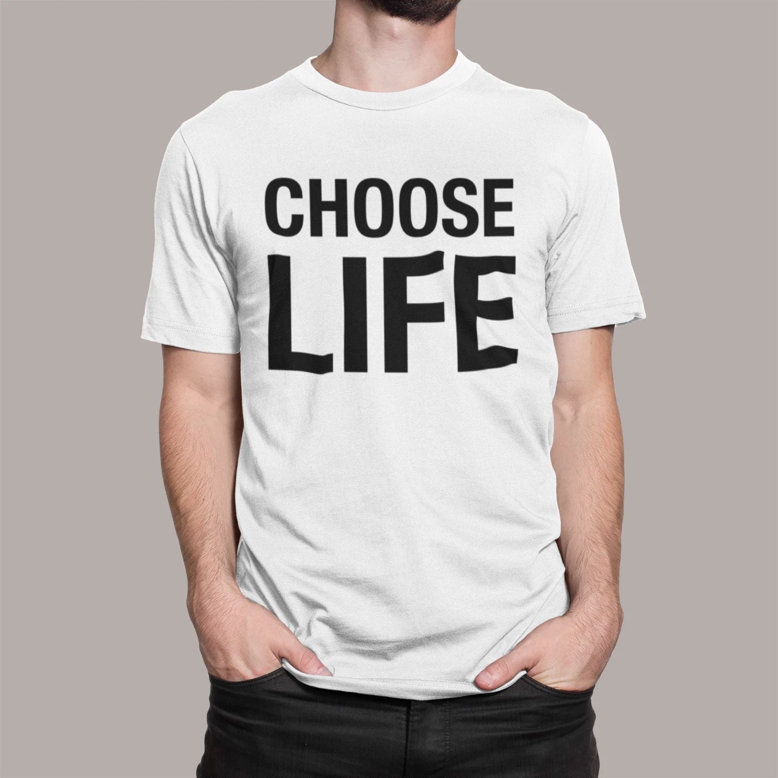 CHOOSE LIFE T SHIRT WHAM INSPIRED 80s FANCY DRESS RETRO ADULTS KIDS