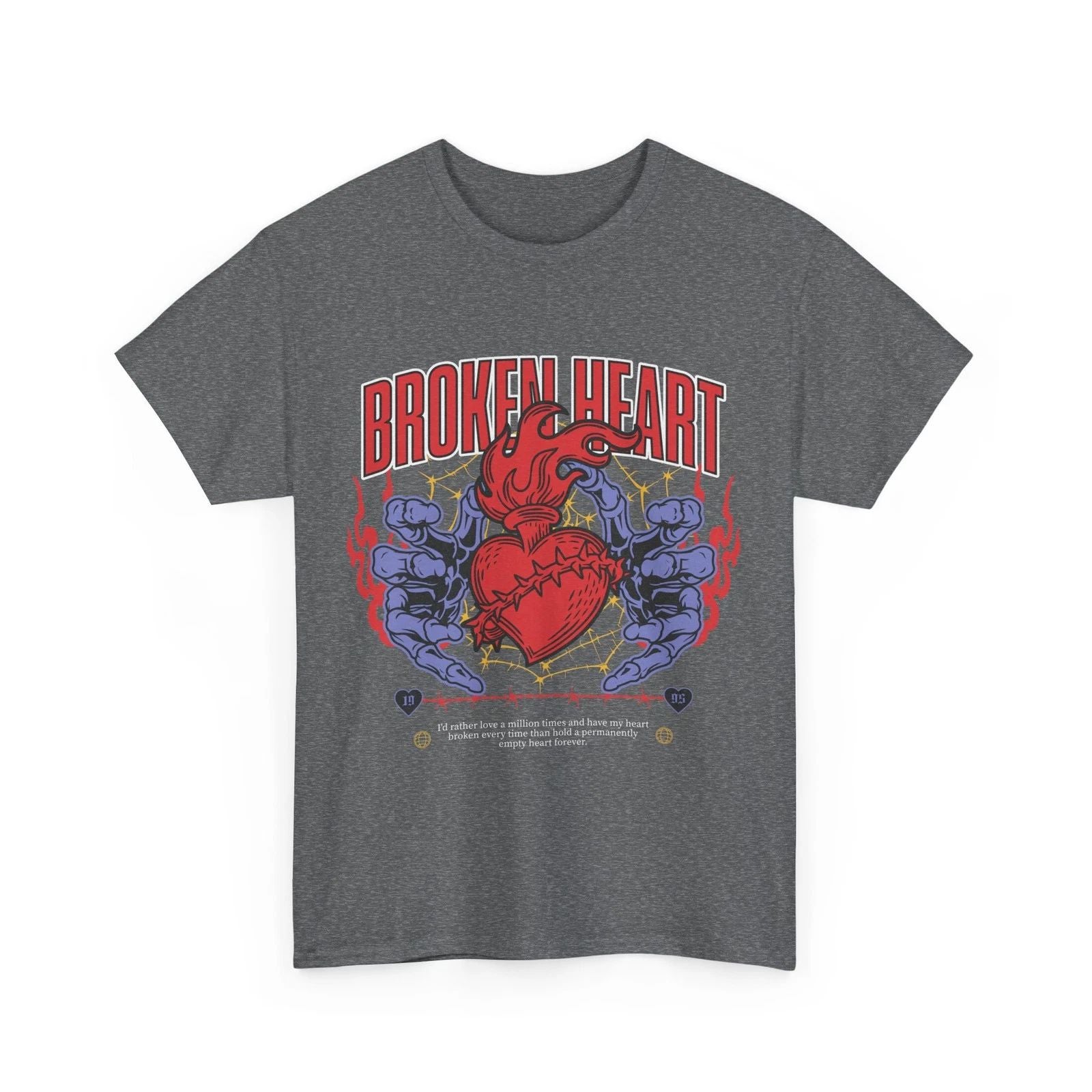 FASHION MEN WOMEN BROKEN HEART ROCK METAL STREET WEAR LOVE ART TEE TSHIRT SHIRT