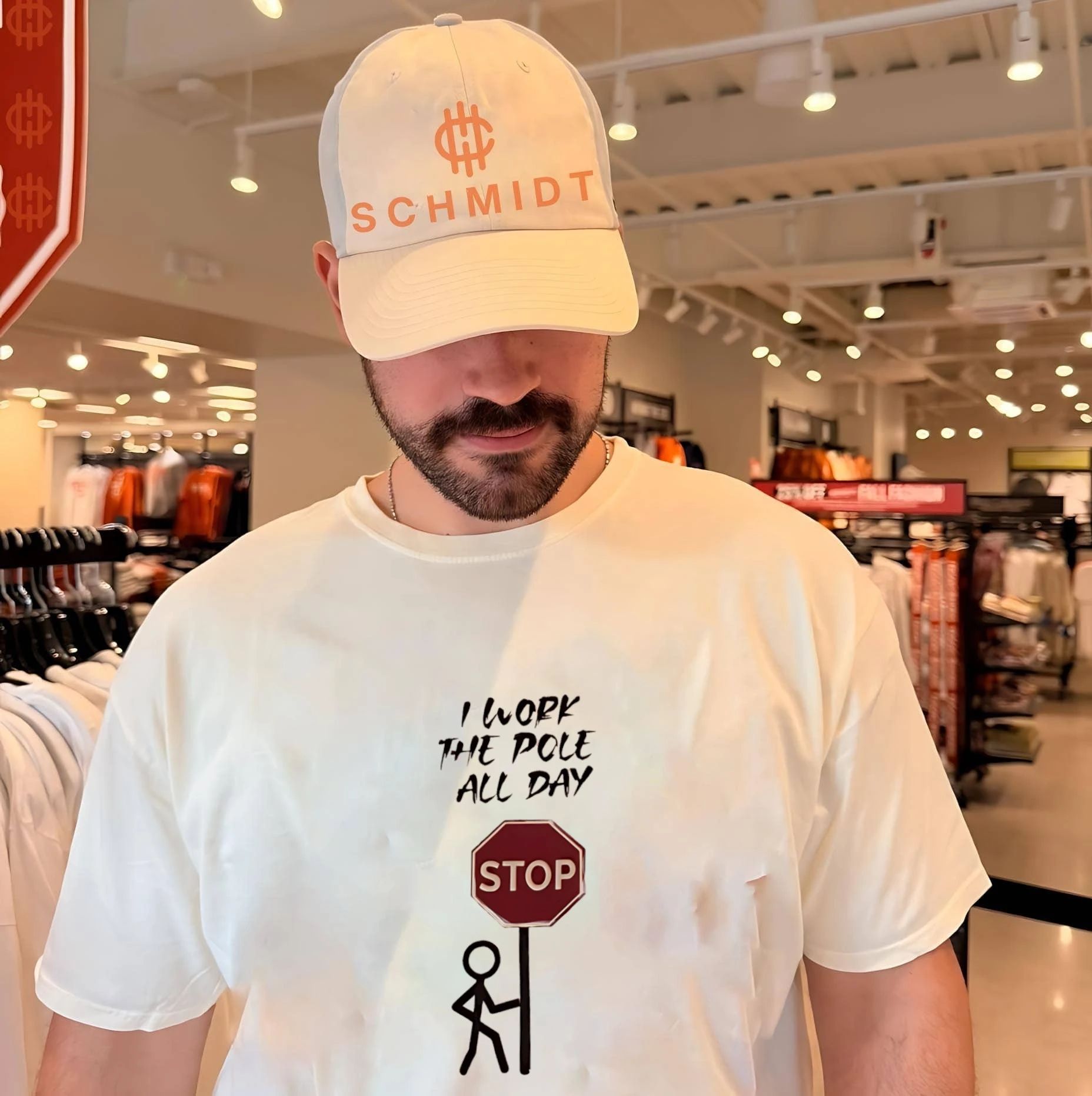 I Work the Pole All Day stick man shirt