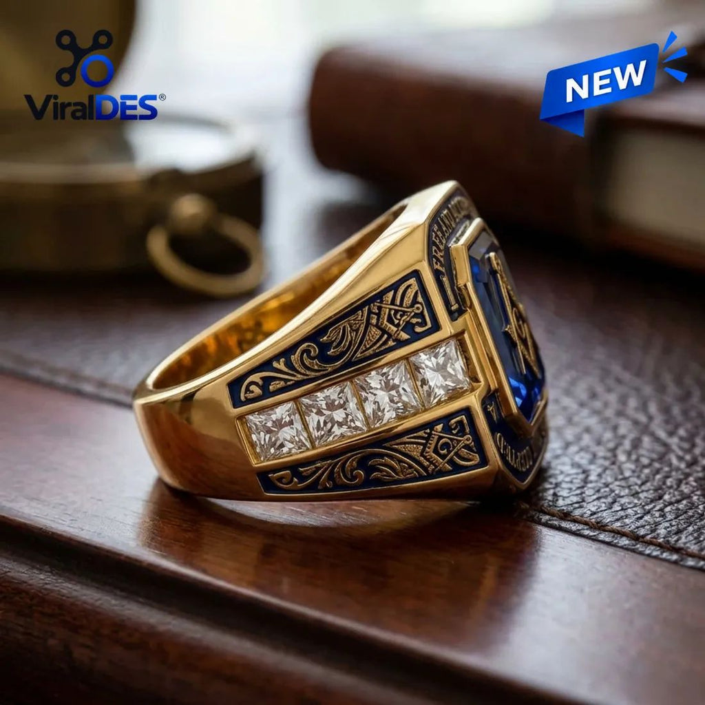 Freemason Square and Compass Gold Ring