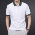 Trendy Mens Lapel Shirts Color Patchwork Comfortable Summer Business Casual Tops