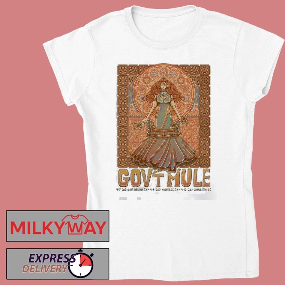 Gov’t Mule Spring Tour 2026 Shipshewana Nashville Indianapolis And Charleston South Carolina Venue Poster On April 7 8 And 10 2026 T-Shirt