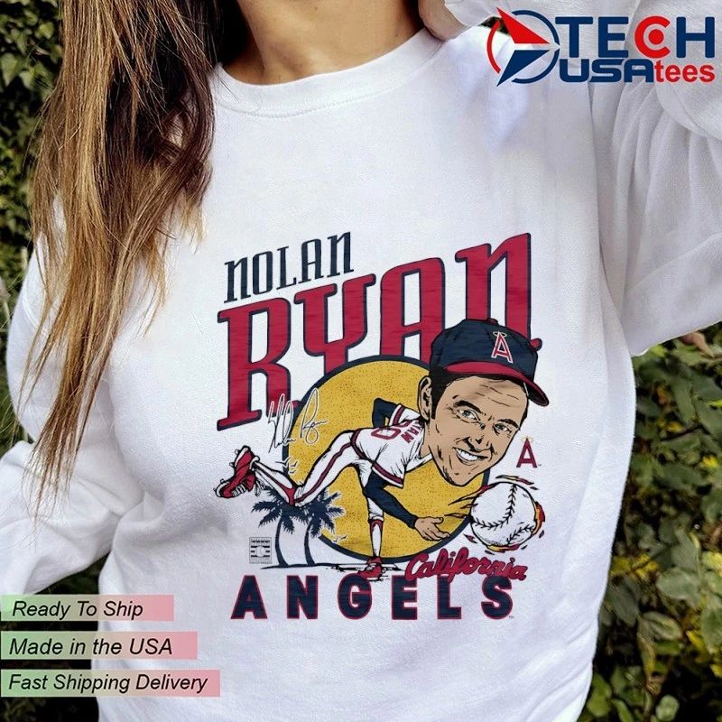 Los Angeles Angels Nolan Ryan California signature caricature shirt