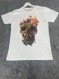 Off Prize Shirt Mens Medium Skull Print Floral Tee White Slim Fit N106