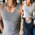 Stylish Sleeveless Vest Top with Stripe Pattern for Men's Bodybuilding