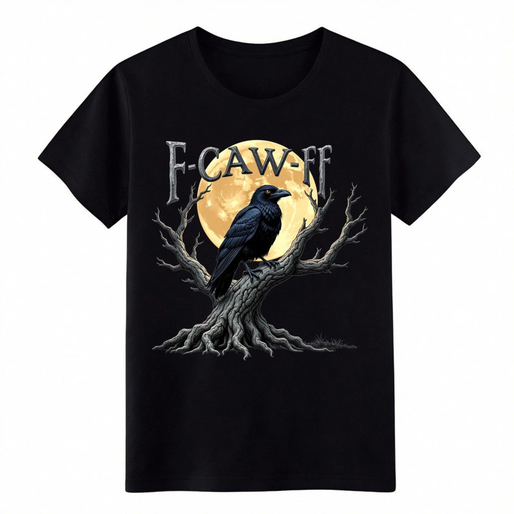 F-Caw-FF Funny Raven Moon Gothic Halloween Graphic T-Shirt for Men Women