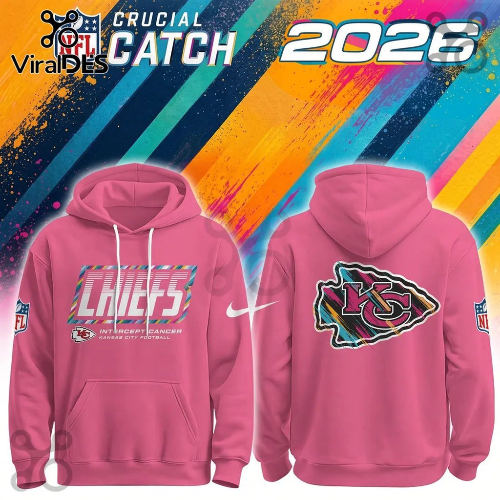 Kansas City Chiefs Crucial Catch Pink Pullover Hoodie