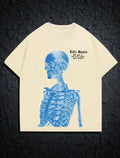Street Fashion Skeleton Graphic T-Shirt – Oversized Cotton Gildan Top