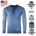 ZIMEGO Mens Long Sleeve Crew Neck Oil Wash Vintage Button Henley T-Shirt