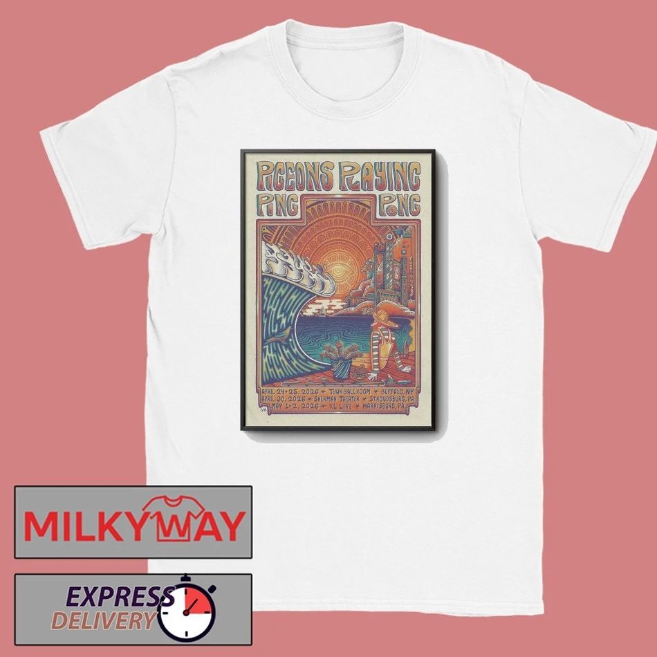 Poster Apr 24-25 2026 Pigeons Playing Ping Pong Buffalo, NY shirt