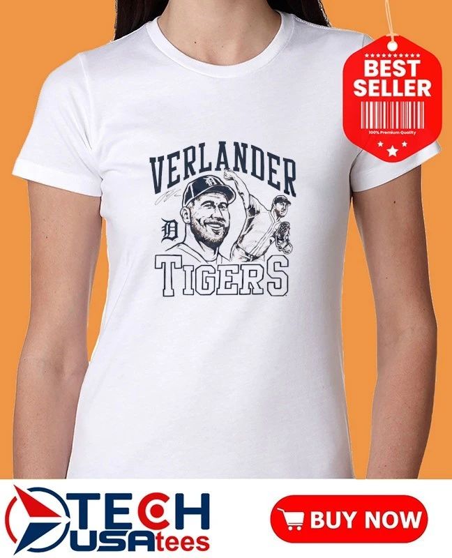 Detroit Tigers Justin Verlander portrait signature shirt by homage