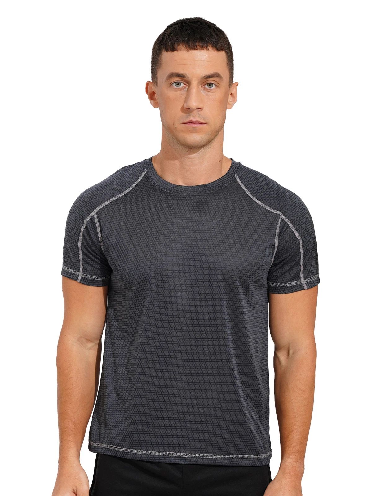 Mens UV Short Sleeve Swim Shirts UPF 50+ Rash Guard Short Sleeve Quick Dry AU