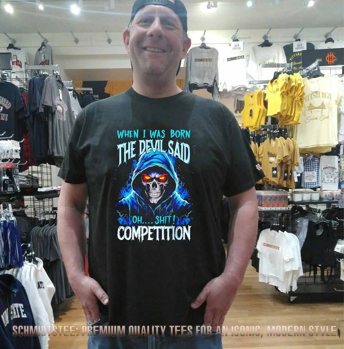 When I Was Born the Devil Said Oh Shit Competition Skull shirt
