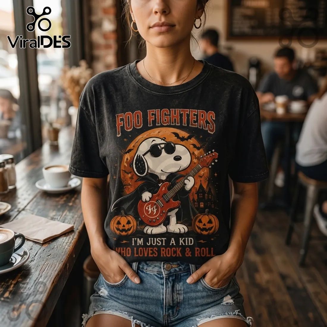 Foo Fighters x Snoopy Halloween Black T-Shirt