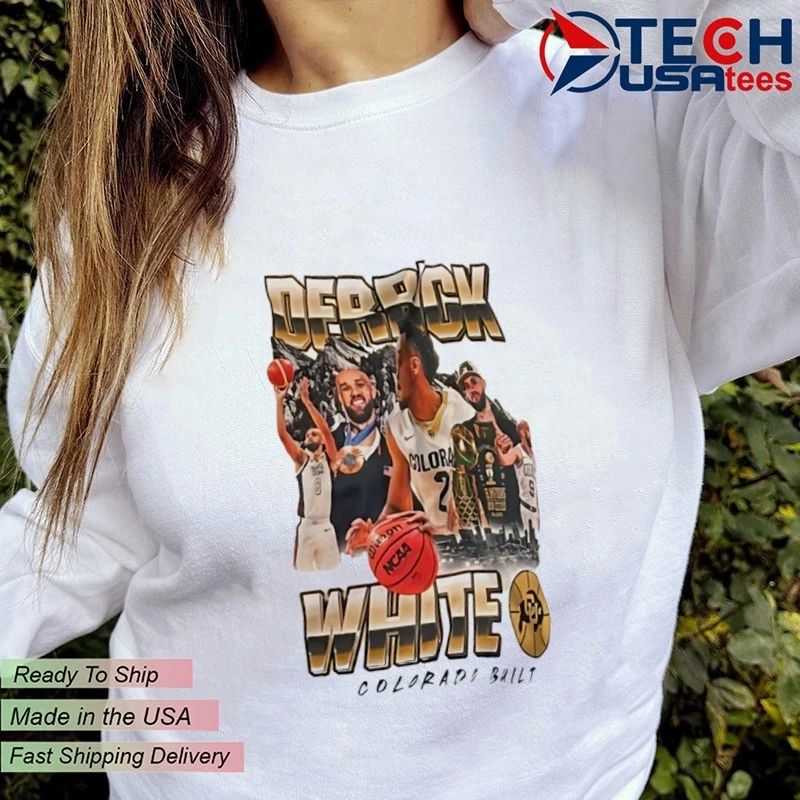 Colorado Buffaloes Coach Tad Boyle wearing Derrick White Colorado Built shirt
