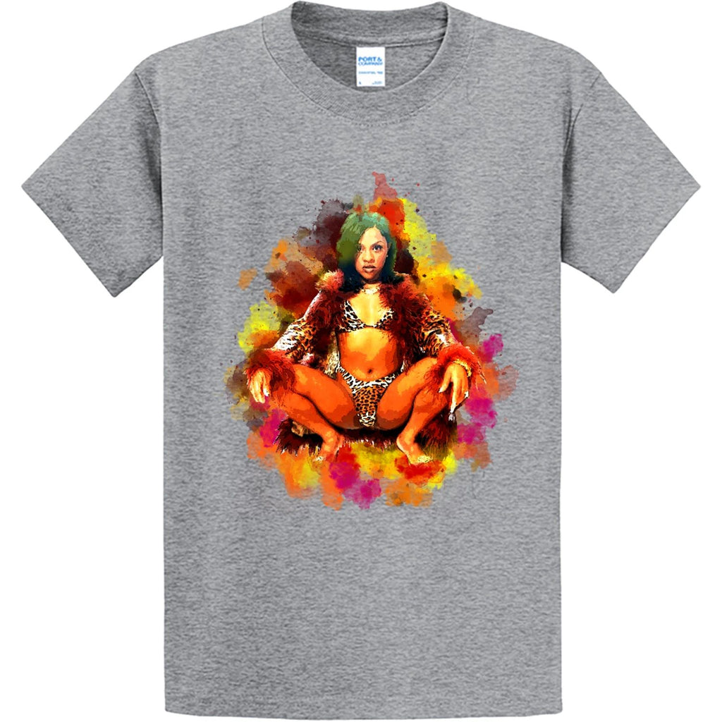 NEW STREETWEAR ON DEMAND LIL KIM WATERCOLOR GREY TEE SHIRT SM-4XLRGE MADE IN USA