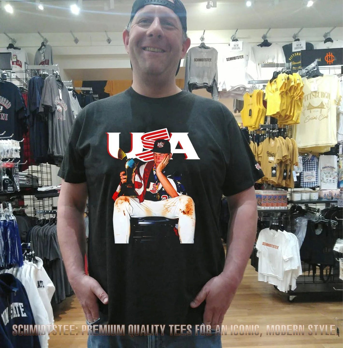 USA Baseball Champion Paul Skenes with trophy shirt