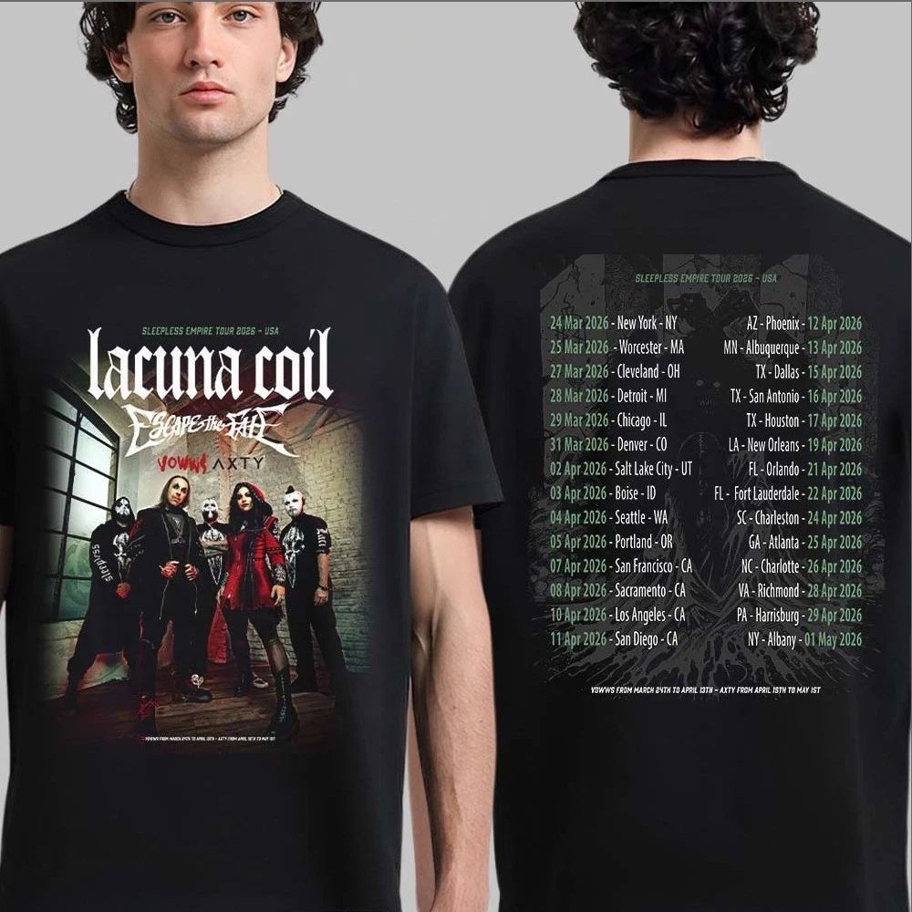 Lacuna Coil Sleepless Empire Tour 2026 North America Schedule Dates T-Shirt
