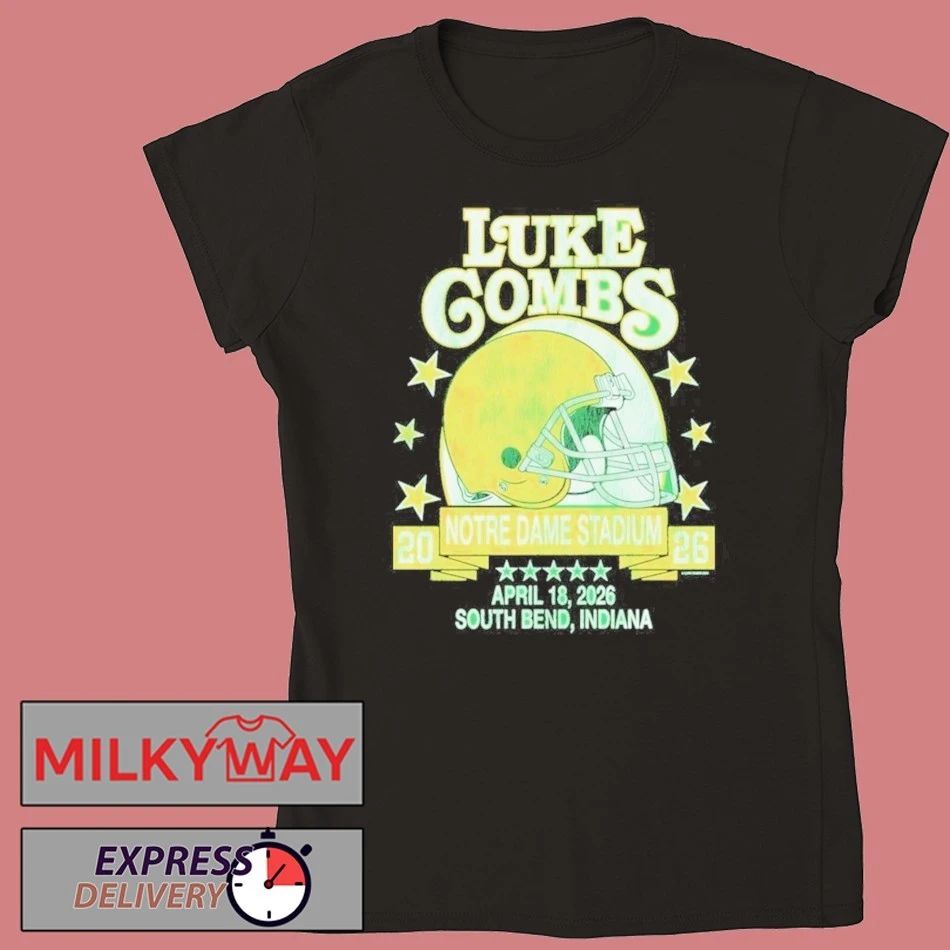 Luke Combs South Bend Indiana 2026 Tour Merch Tee At Notre Dame Stadium April 18 2026 Notre Dame Fighting Irish Helmet T-Shirt