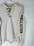 Hollister Mens Y2K Henley Spellout Sz L Logo Surf Distressed Skater Long Sleeve