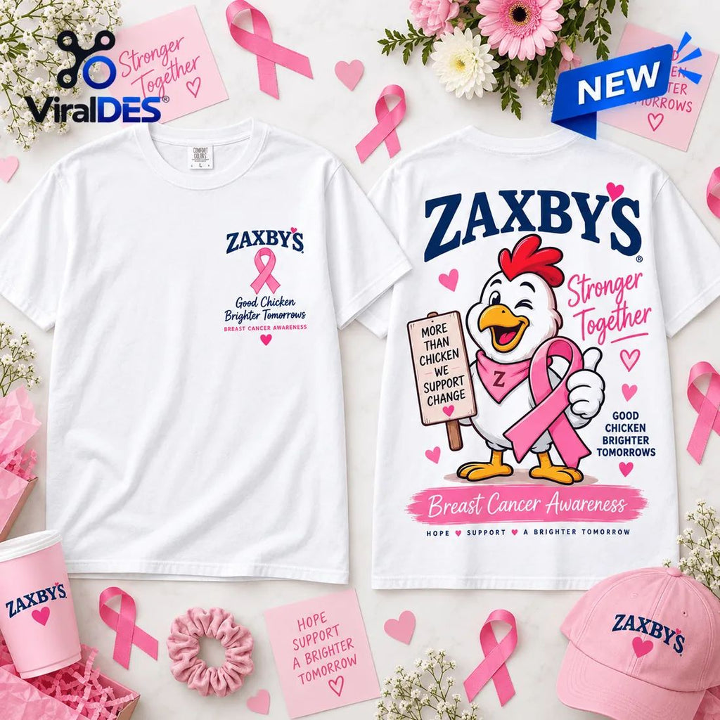 Zaxby’s Breast Cancer Awareness Pink Ribbon White Shirt