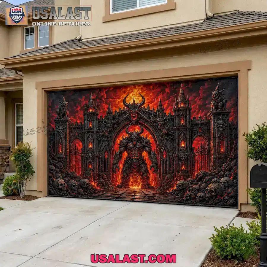 Hellfire Demon Gate Halloween Garage Door Banner