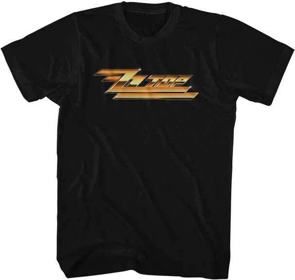 ZZ Top Ban Name Logo In Gold Men's T Shirt Rock Music Band Merch