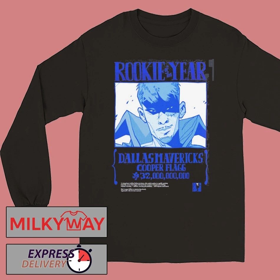 Cooper Flagg Dallas Mavericks Rookie Of The Year Bounty Wanted T-Shirt