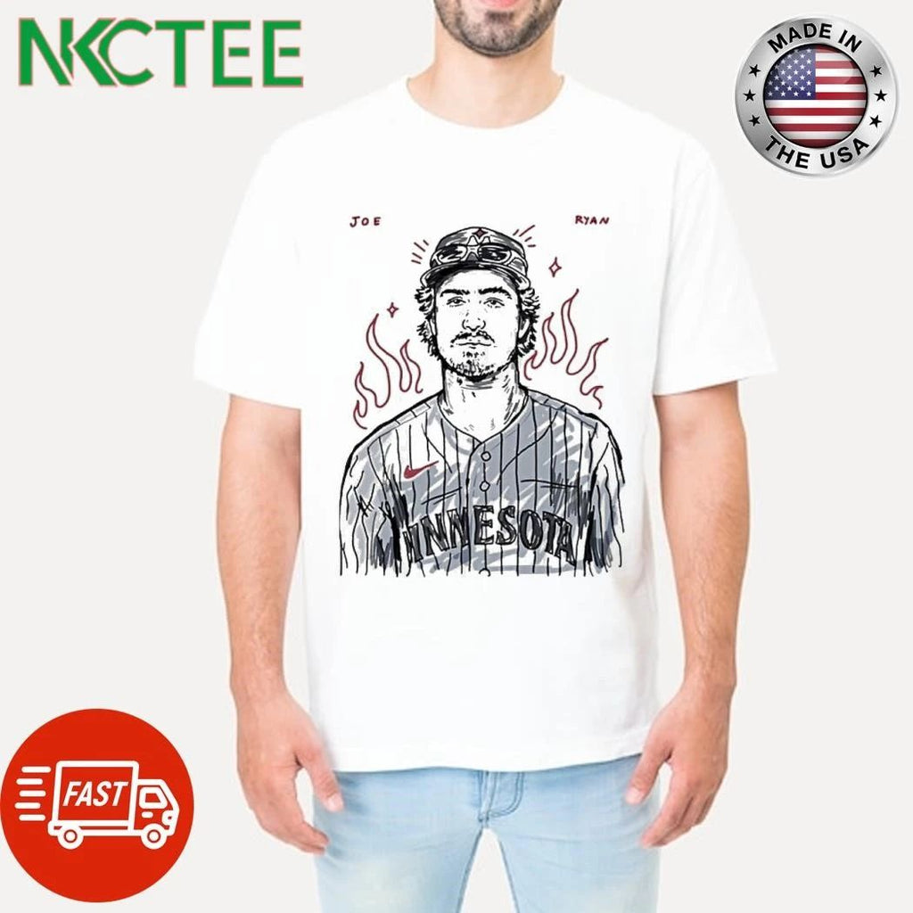 Joe Ryan Minnesota Twins Baseball Sketch fire shirt