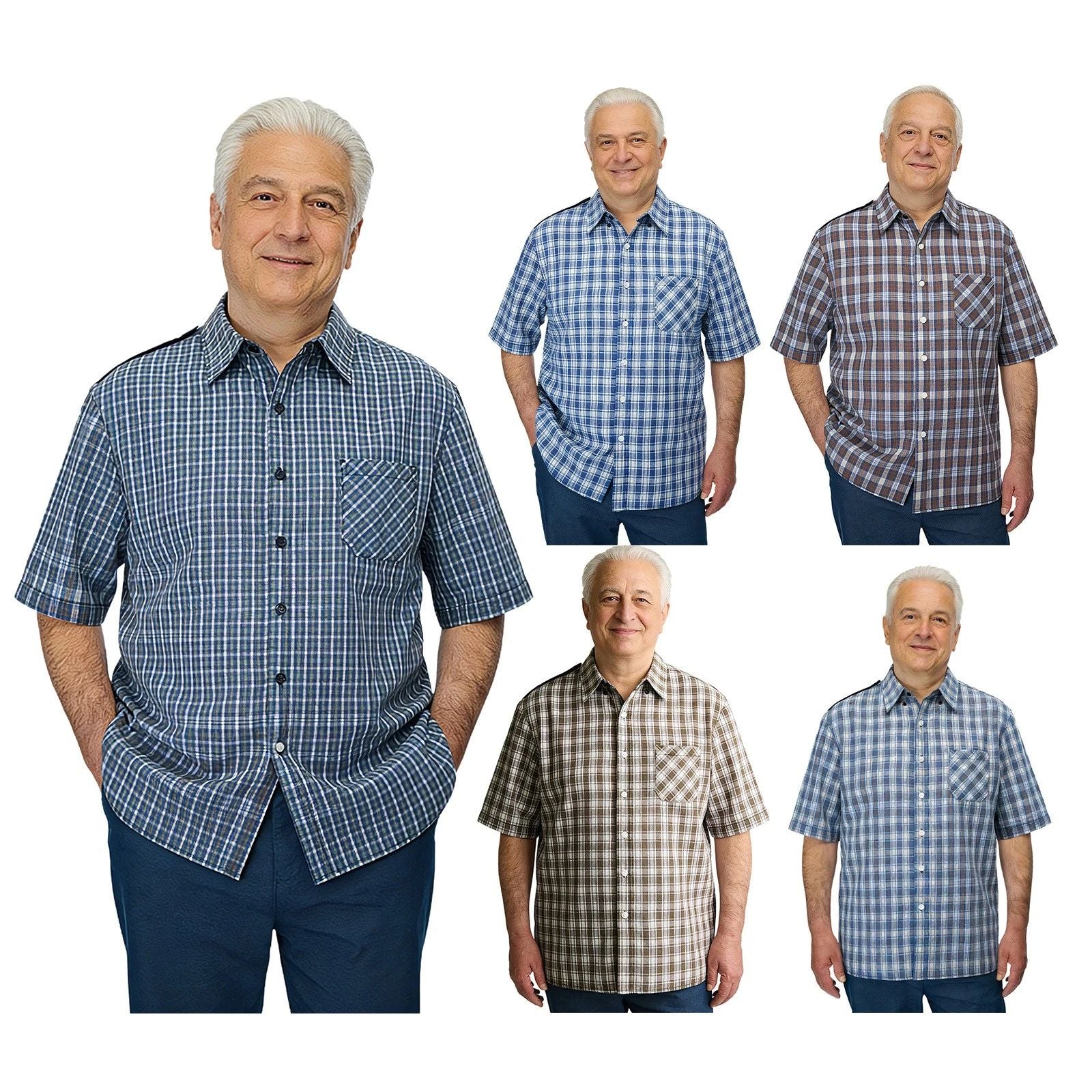 Men's T-Shirt Button Undershirts Daily Wear Shirts Button-down Tank Top Plaid