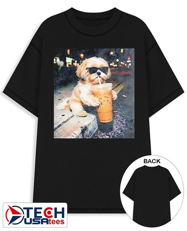 Shih Tzu drinking iced coffee shirt