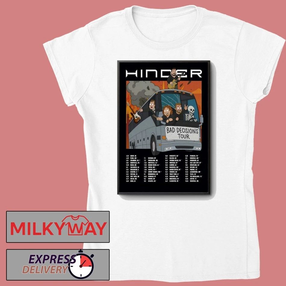 Hinder Bad Decisions Tour 2026 Poster Limited shirt