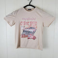 Romwe Shirt Mens Small Beige Graphic Crew Neck Short Sleeve Stretch Pullover