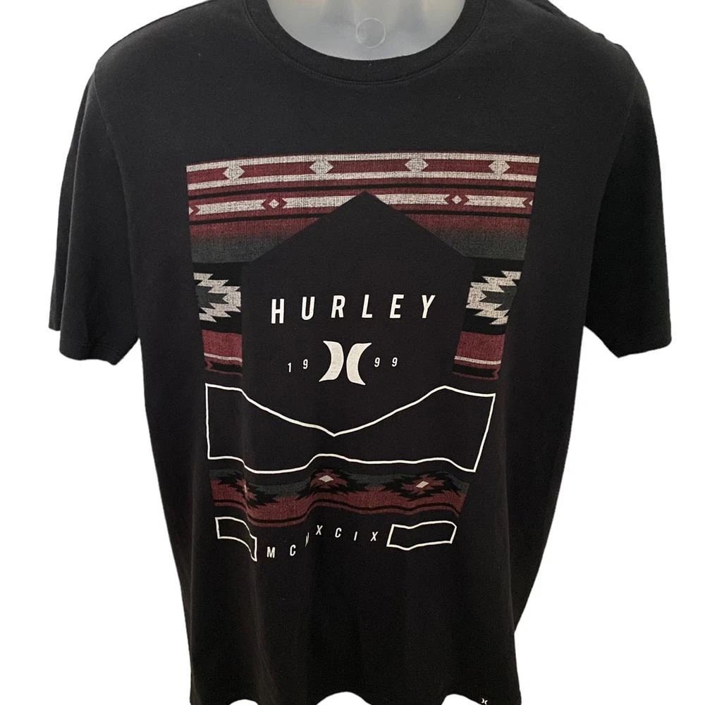 HURLEY Surf Black w/ Maroon Tee Shirt Men M Medium