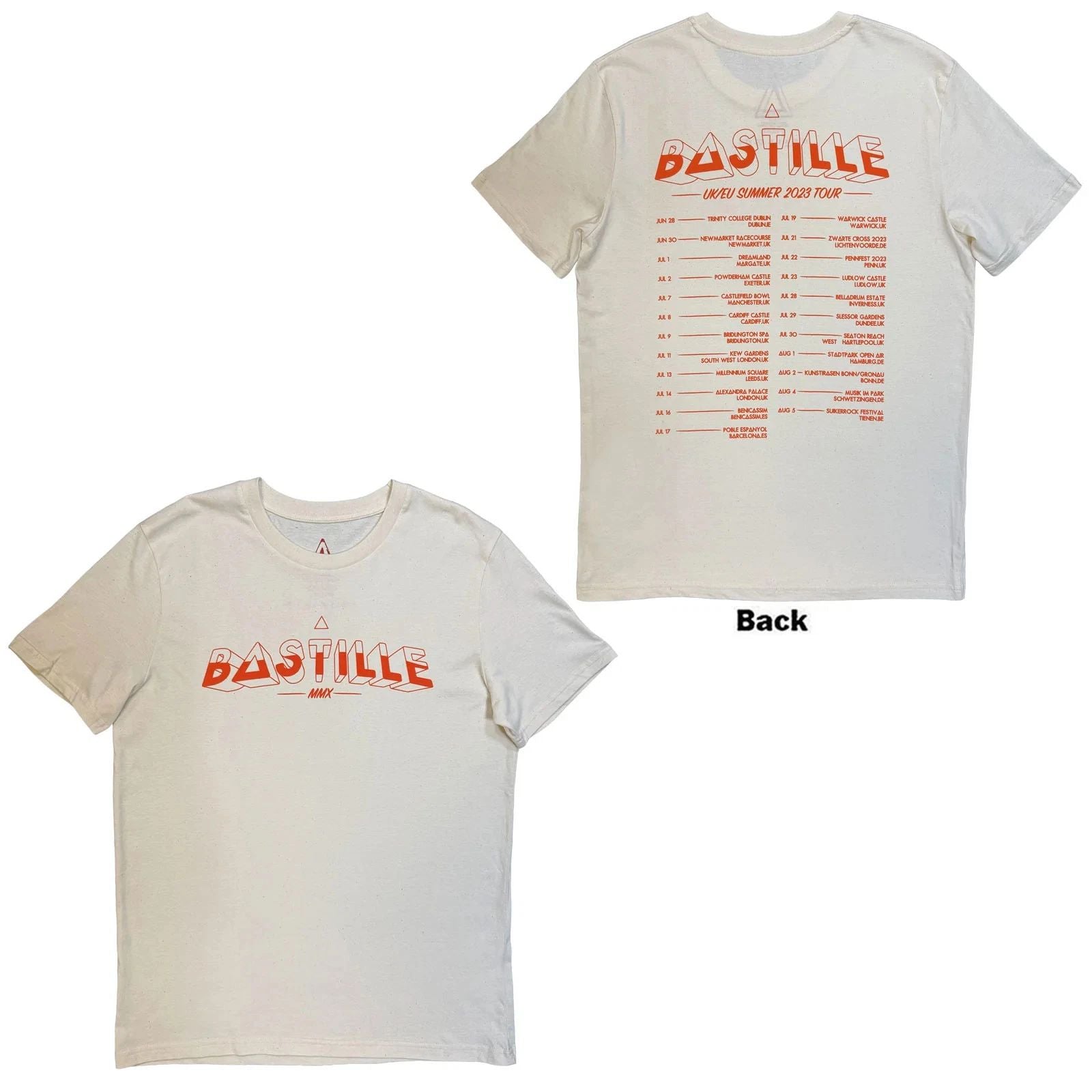 Bastille T-Shirt: Summer UK & EU Tour 23 (Natural) (Back Print)  (Ex-Tour) OFFIC