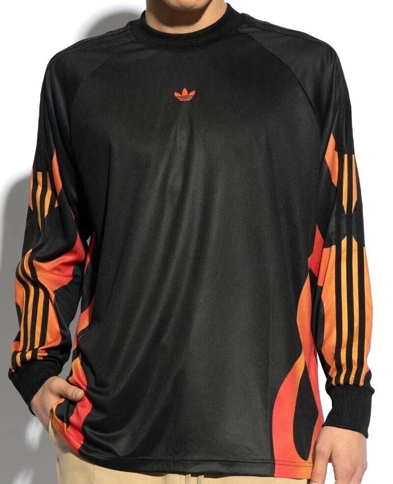 NEW MENS ADIDAS ORIGINALS TREFOIL FLAMES 3 STRIPES SHIRT ~SIZE LARGE  #IS0256
