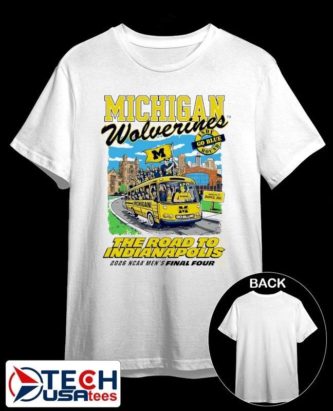 Michigan Wolverines 2026 NCAA Men’s Basketball Final Four Bound Bus The Road To The Indianapolis shirt