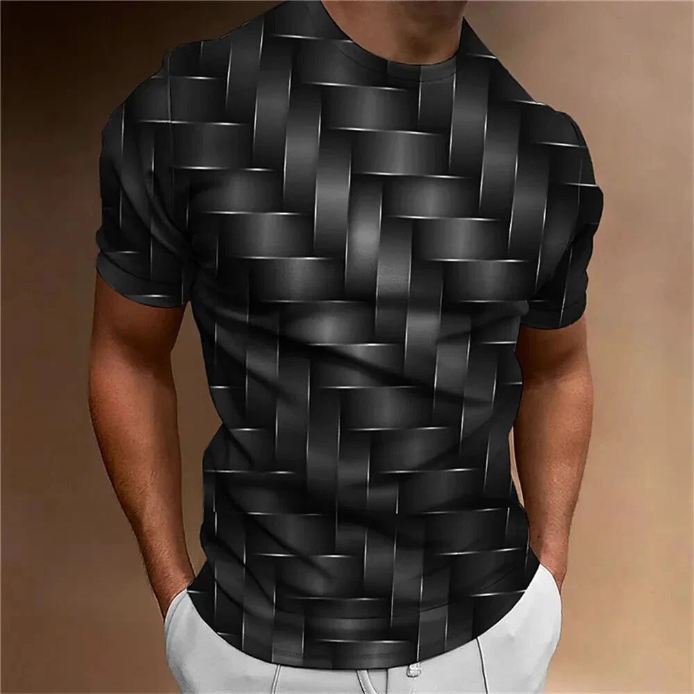 Simple Men's T-Shirt Geometric Pattern 3d Printed Men Top Casual Oversized-Shirt