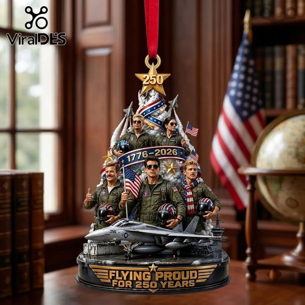 Gun Flying Proud 250 Years Resin Christmas Ornament