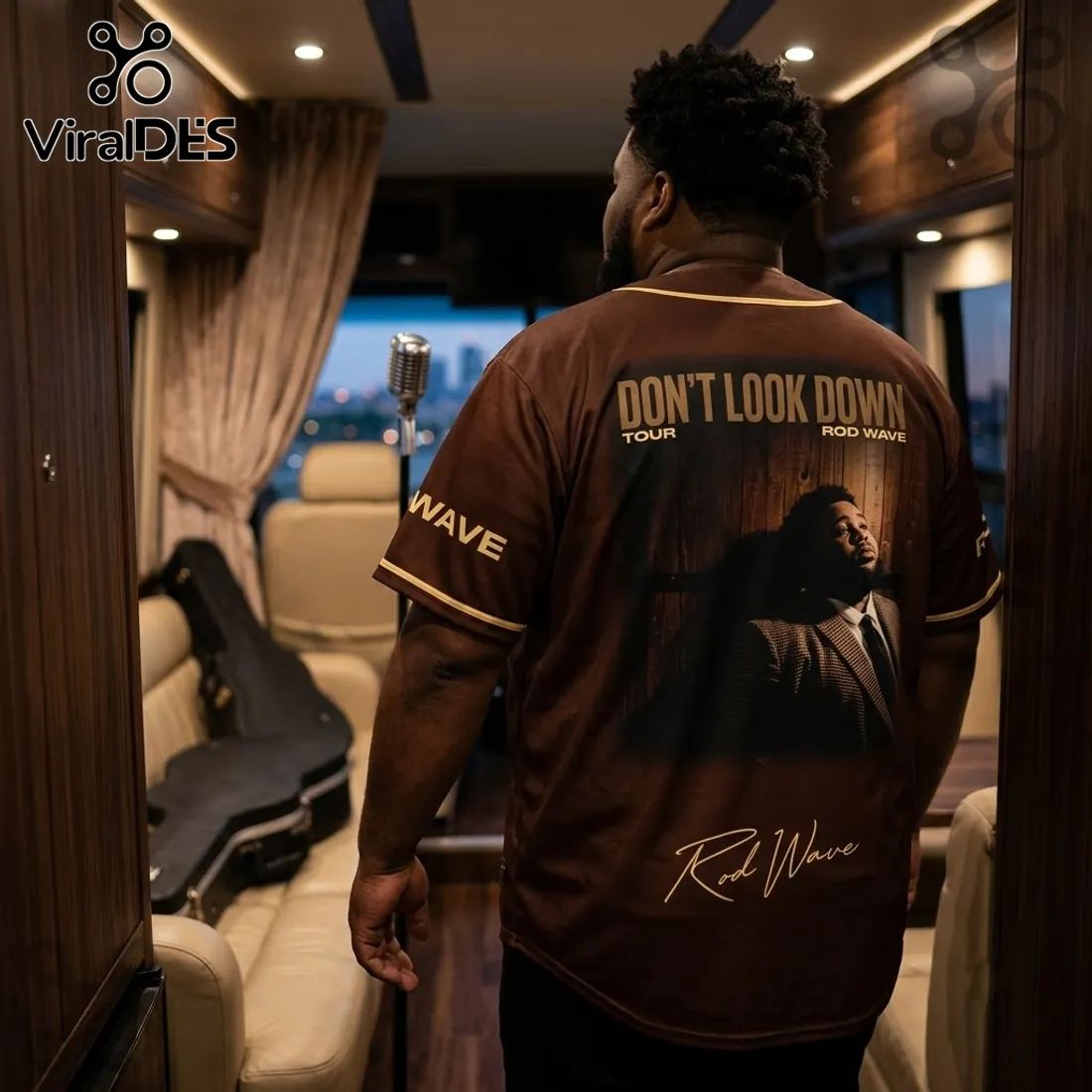Rod Wave Don’t Look Down Tour Brown Baseball Jersey