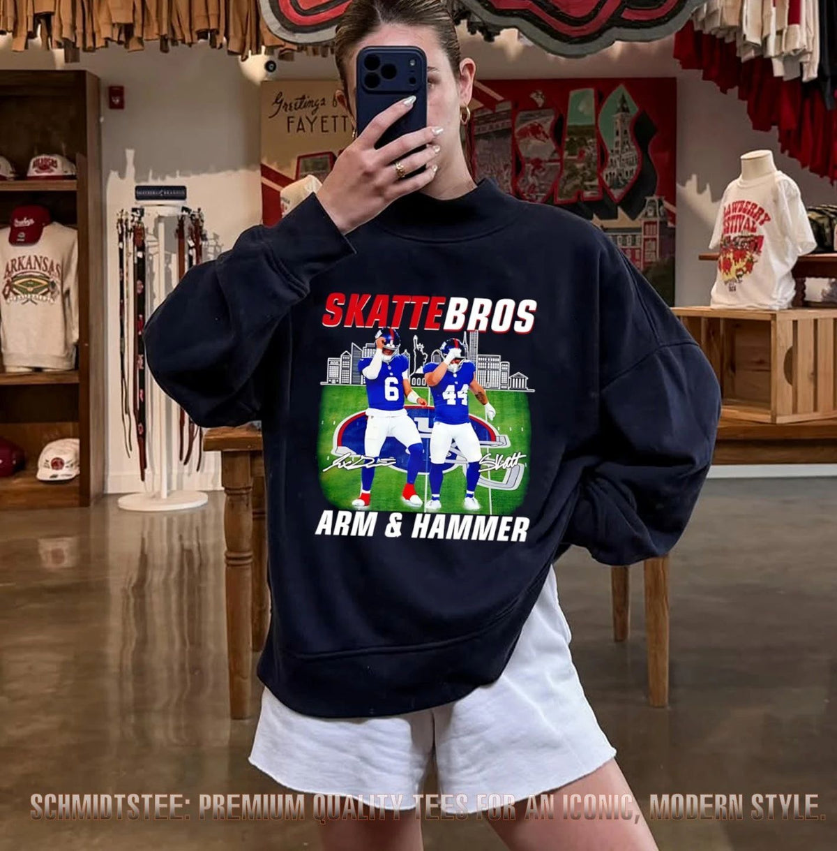 Jaxson Dart And Cam Skattebo New York Giants Skattebros Arm and Hammer signature stadium shirt
