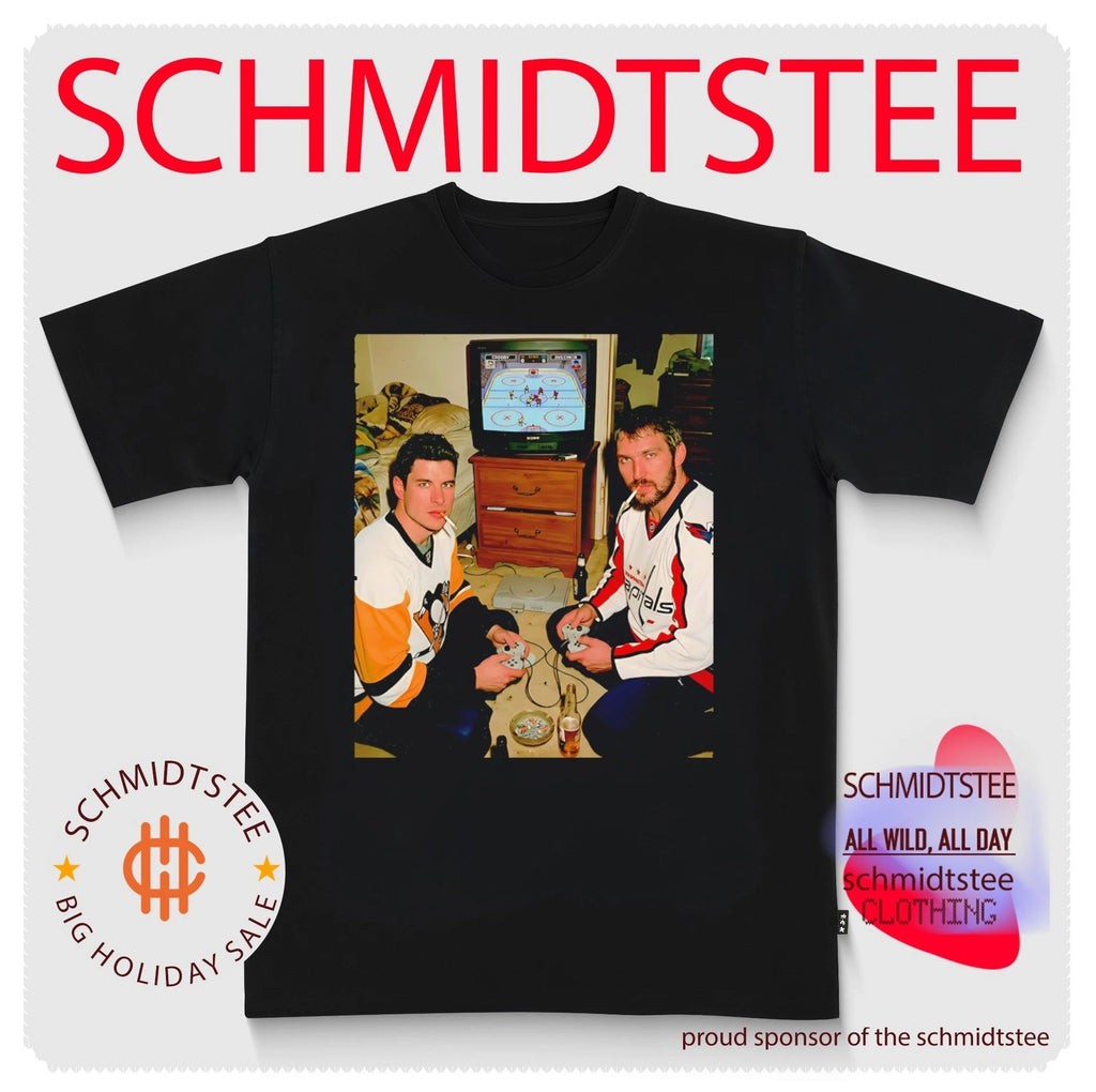 Sidney Crosby and Alexander Ovechkin playing video game shirt