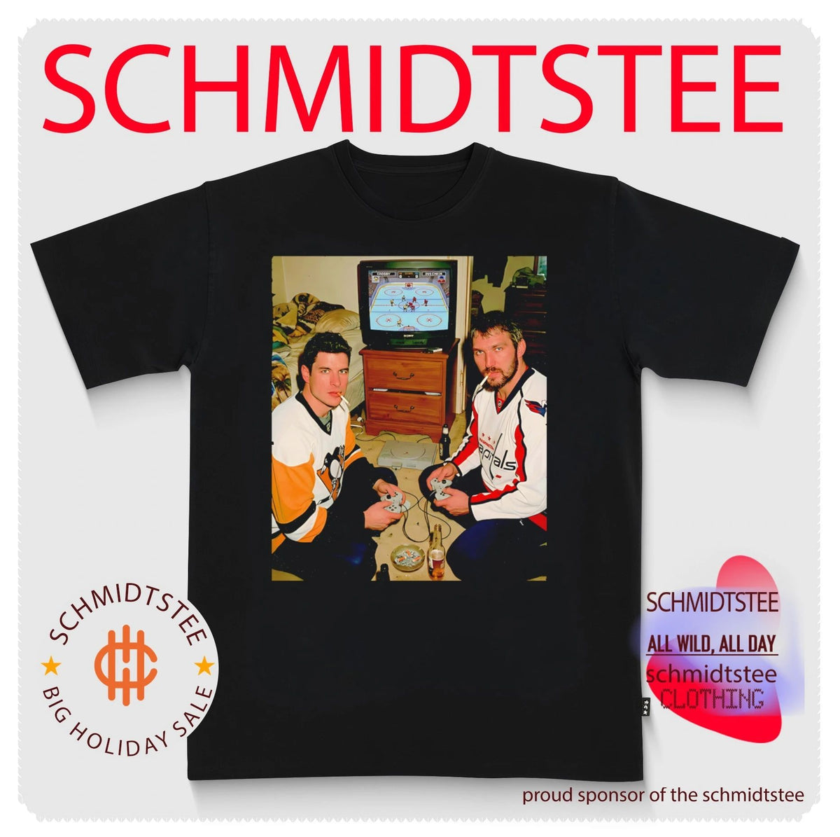 Sidney Crosby and Alexander Ovechkin playing video game shirt