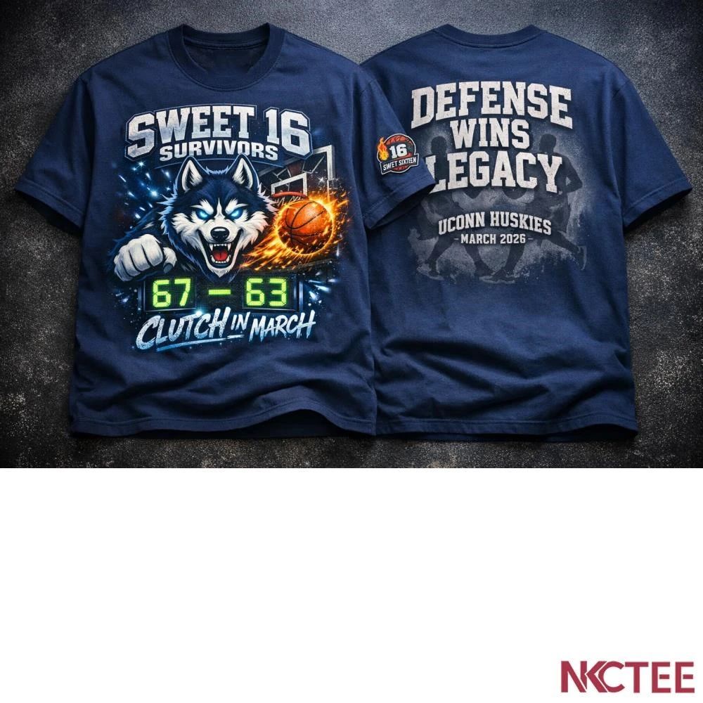 NKCtees UConn Huskies Sweet 16 Clutch Win 67-63 2026 NCAA Tournament T-Shirt