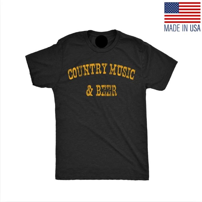 Mens Country Music and Beer Funny T Shirt Sarcastic Graphic Tee for Men #111