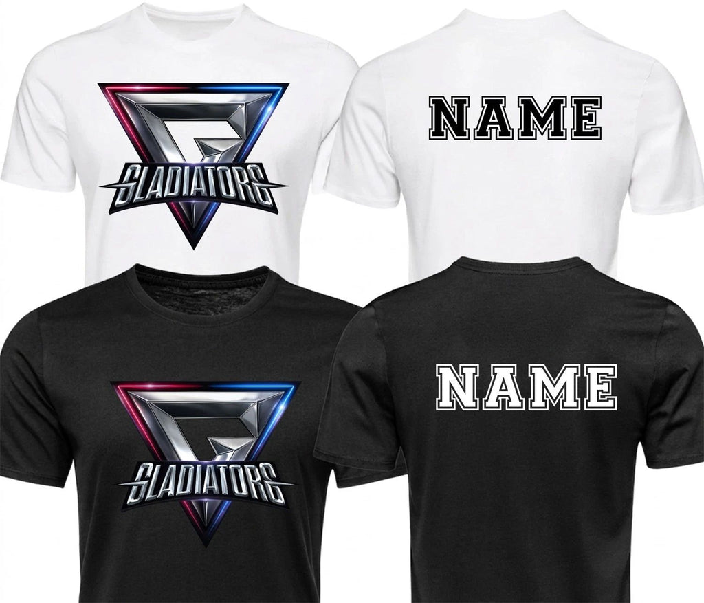 Personalised Gladiators Metallic TV Show T-Shirt - Custom Name Unisex Sports Top