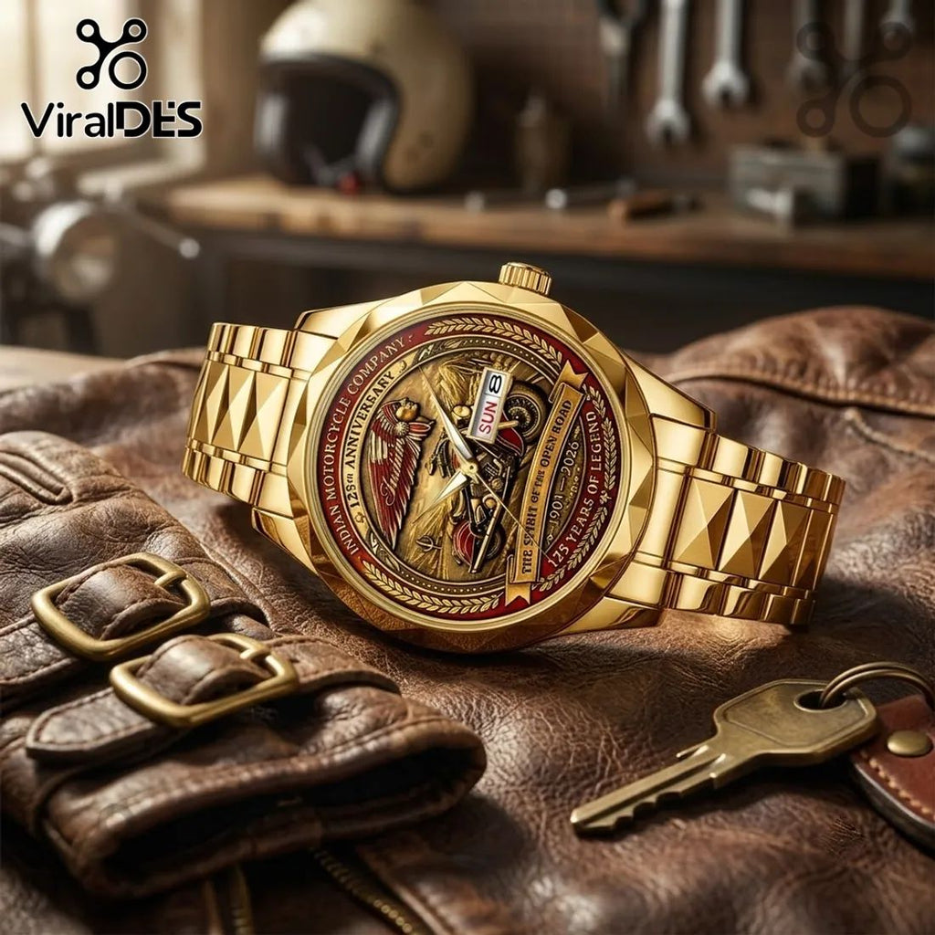 Indian Motorcycle 125th Anniversary Gold Tone Quartz Watch