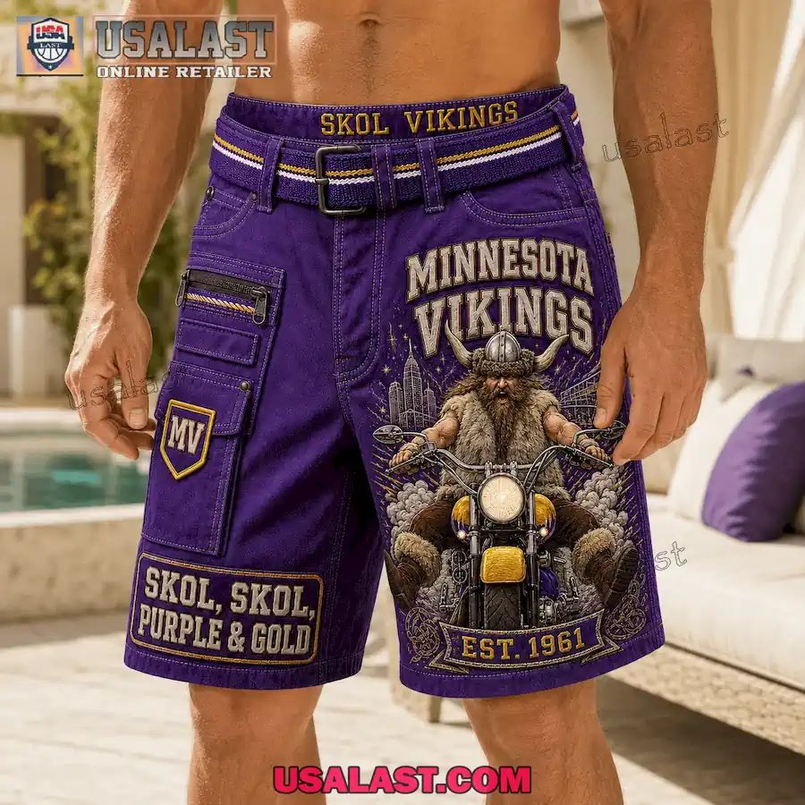 Minnesota Vikings Skol Skol Purple & Gold Est 1961 Men Cargo Short